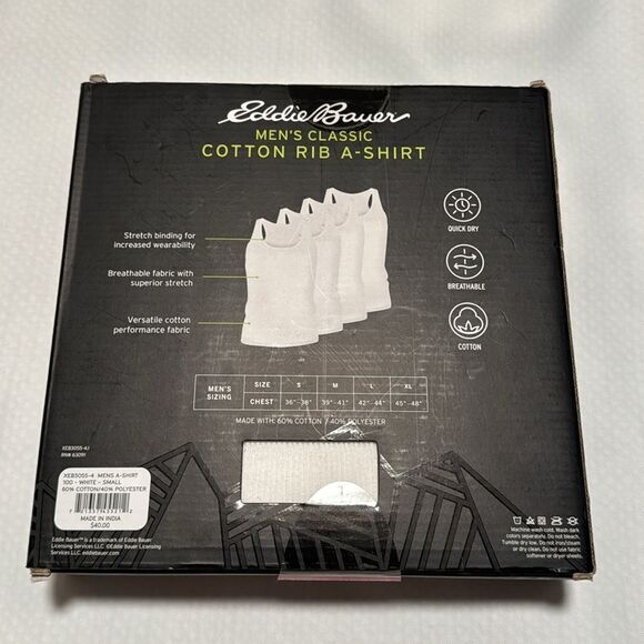 Eddie Bauer Tank Top Mens Small  White 4 Pack - Picture 2 of 2